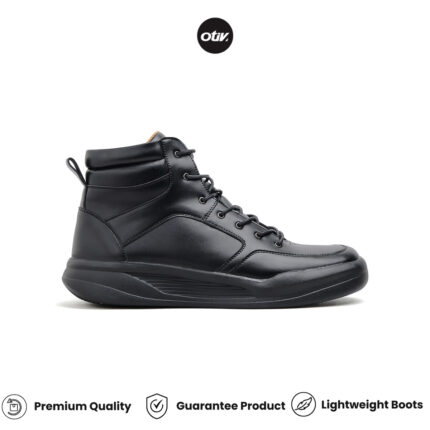 Otiv Noblen Boots Black Sepatu Boots Kulit Pria Untuk Kerja Casual Kuliah Sepatu Riding Touring