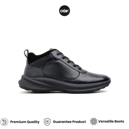Otiv Daren Boots Black Sepatu Boots Kulit Pria Untuk Kerja Casual Kuliah Sepatu Riding Touring